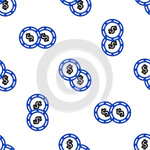 Line Coin money with dollar symbol icon isolated seamless pattern on white background. Banking currency sign. Cash