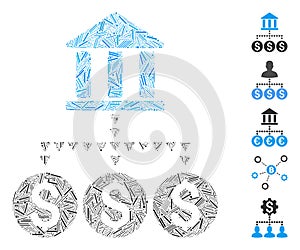 Line Collage Bank Structure Icon photo