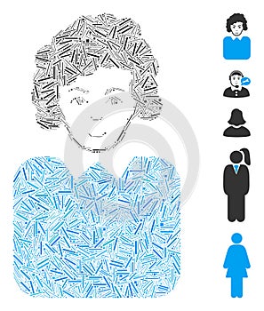 Line Collage Bureaucrat Lady Icon