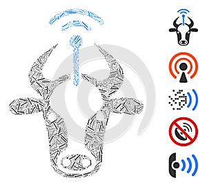 Line Collage Cow Radio Transmitter Icon