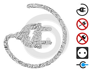 Line Collage Electric Adapter Icon