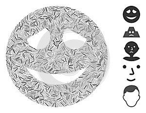 Line Collage Embarrased Smiley Icon