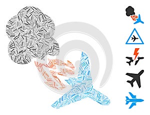 Line Collage Fired Airplane Icon