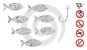 Line Collage Fish Hook Icon