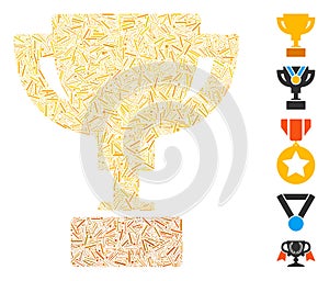 Line Collage Gold Cup Icon photo