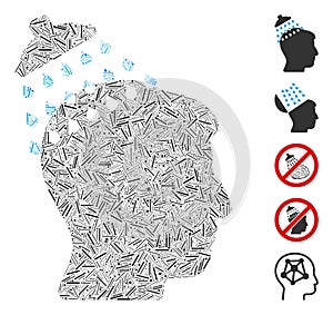 Line Collage Head Shower Icon