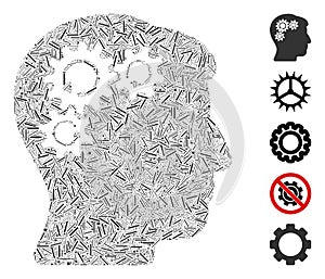 Line Collage Mind Gear Rotation Icon