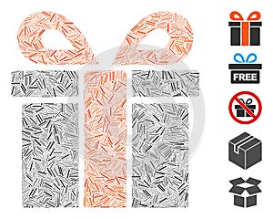 Line Collage Surprize Box Icon