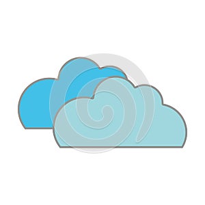 Line color nature clouds weather in the sky icon