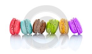 Line of colorful macarons