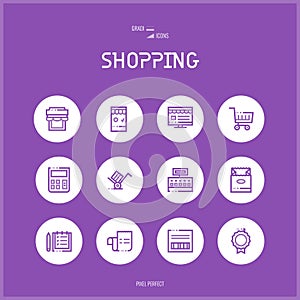 Line colorfuul icons set of E-commerce and shopping photo