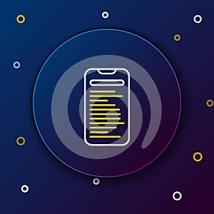 Line Computer api interface icon isolated on blue background. Application programming interface API technology. Software
