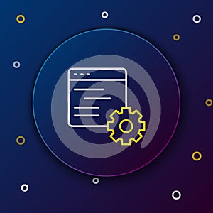 Line Computer api interface icon isolated on blue background. Application programming interface API technology. Software