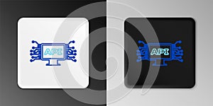 Line Computer api interface icon isolated on grey background. Application programming interface API technology. Software