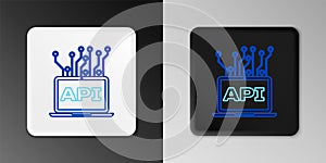 Line Computer api interface icon isolated on grey background. Application programming interface API technology. Software
