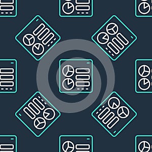 Line Computer api interface icon isolated seamless pattern on black background. Application programming interface API
