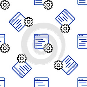 Line Computer api interface icon isolated seamless pattern on white background. Application programming interface API