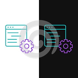 Line Computer api interface icon isolated on white and black background. Application programming interface API