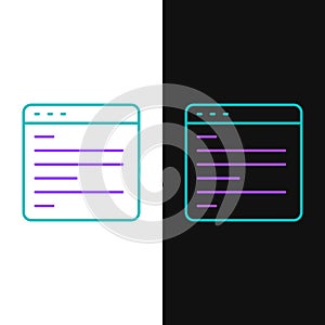Line Computer api interface icon isolated on white and black background. Application programming interface API