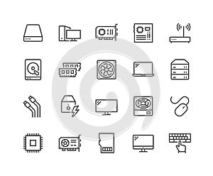 Line Computer Components Icons