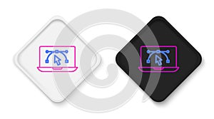 Line Computer display with vector design program icon isolated on isolated on white background. Photo editor software