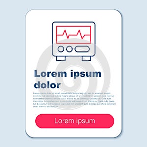 Line Computer monitor with cardiogram icon isolated on grey background. Monitoring icon. ECG monitor with heart beat