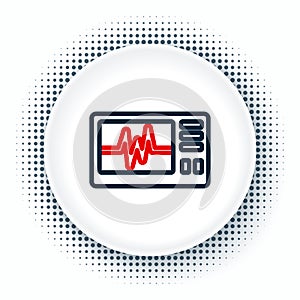 Line Computer monitor with cardiogram icon isolated on white background. Monitoring icon. ECG monitor with heart beat