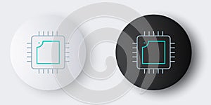 Line Computer processor with microcircuits CPU icon isolated on grey background. Chip or cpu with circuit board. Micro