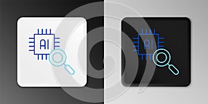 Line Computer processor with microcircuits CPU icon isolated on grey background. Chip or cpu with circuit board. Micro