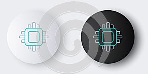 Line Computer processor with microcircuits CPU icon isolated on grey background. Chip or cpu with circuit board. Micro