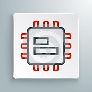 Line Computer processor with microcircuits CPU icon isolated on white background. Chip or cpu with circuit board. Micro