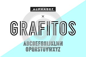 Line condensed alphabet and font