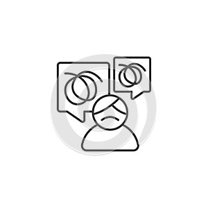 Line confused, Dizziness, stress, doubt, shrug Speechless vector icon