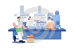 Line Cook Illustration concept. A flat illustration isolated on white background