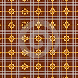 Line cross and flower brown yellow