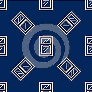 Line Crossed hammer and wrench spanner icon isolated seamless pattern on blue background. Hardware tools. Vector