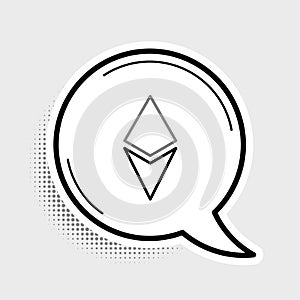 Line Cryptocurrency coin Ethereum ETH icon isolated on grey background. Altcoin symbol. Blockchain based secure crypto