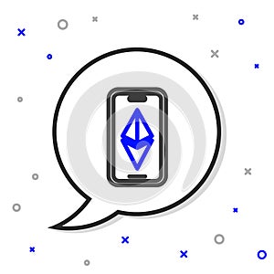 Line Cryptocurrency coin Ethereum ETH icon isolated on white background. Altcoin symbol. Blockchain based secure crypto