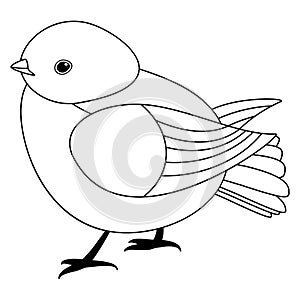 Line cute bird, coloring style isolated on white background