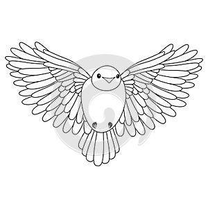 Line cute bird, coloring style isolated on white background