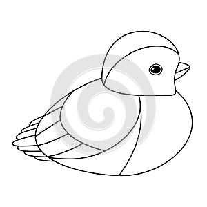 Line cute bird, coloring style isolated on white background