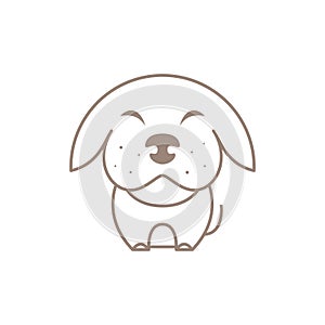 Line cute dog smile fat logo design, vector graphic symbol icon illustration creative idea