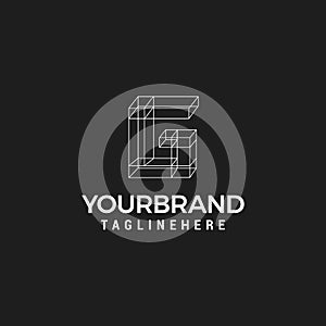 Line 3d architecture letter G Logo Design Template Vector