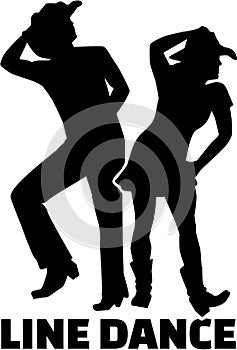 Line dance couple with word