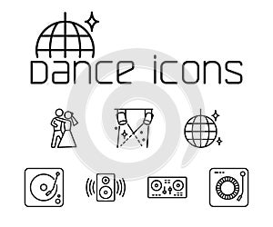 Line dance icons set on white background
