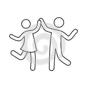 Line dancer couple icon. Latin, tango, salsa girl, boy pose outline icon. Editable stroke pictogram couple. Isolated