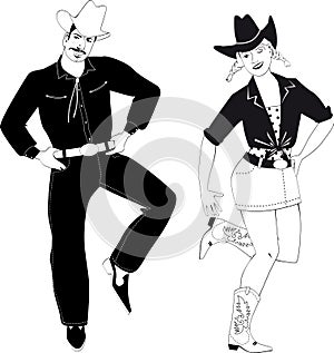 Line dancers clip-art