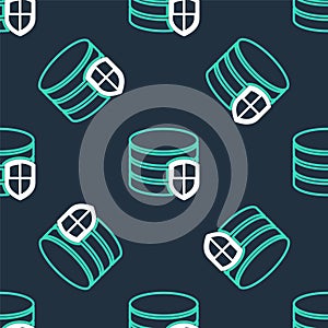 Line Database protection icon isolated seamless pattern on black background. Secure database icon. Vector