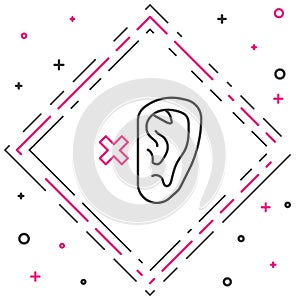 Line Deafness icon isolated on white background. Deaf symbol. Hearing impairment. Colorful outline concept. Vector