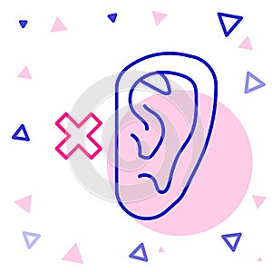 Line Deafness icon isolated on white background. Deaf symbol. Hearing impairment. Colorful outline concept. Vector